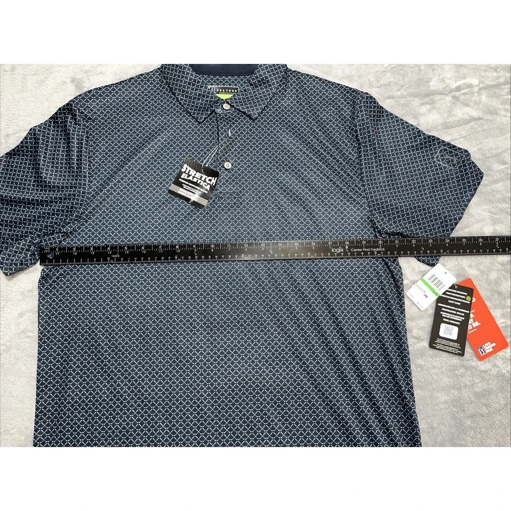 NWT‎ PGA Polo Shirt Men's L Navy Caviar Pattern Performance Wicking